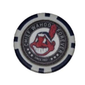 CHIEF WAHOO FOREVER, Double Sided Cleveland Indians Poker Chip Ball Mark